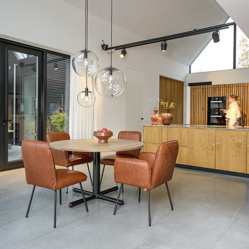Chaise de salle à manger contemporaine - Shuffle light - Jess - d'intérieur / en tissu / en cuir