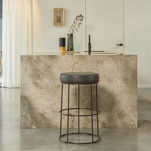 Tabouret de bar contemporain - Cody - Jess - en cuir / avec piètement en acier / piètement central