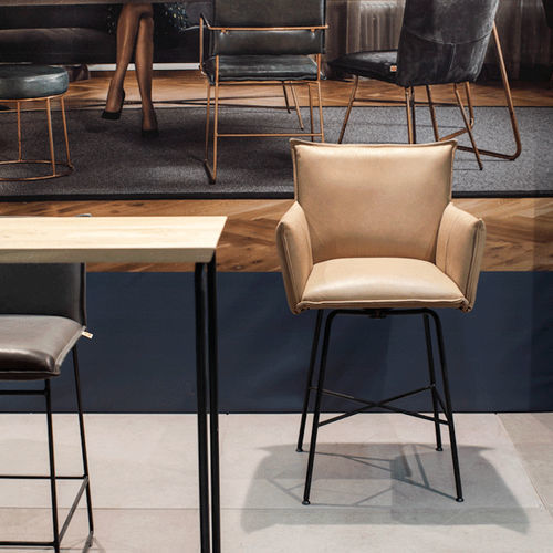Chaise de bar contemporaine - Sanne  - Jess - d'intérieur / en cuir / avec piètement en acier