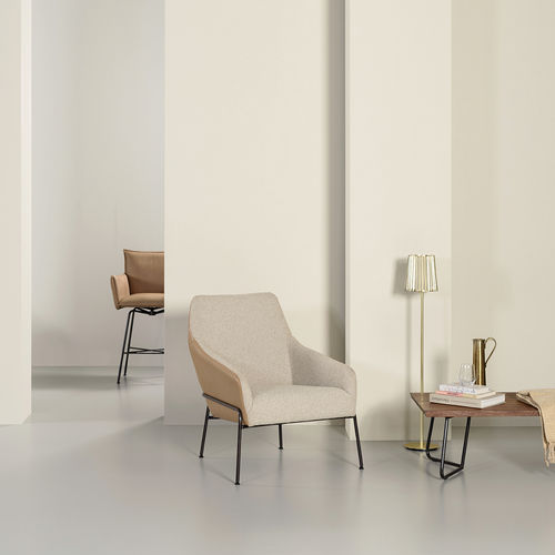 Fauteuil contemporain - Jolly - Jess - en tissu / en cuir / en acier