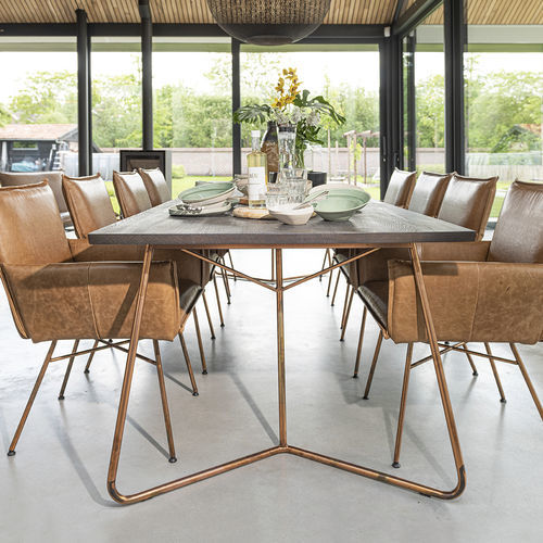 Table contemporaine - Charles - Jess - en chêne / en noyer / en acier cuivré