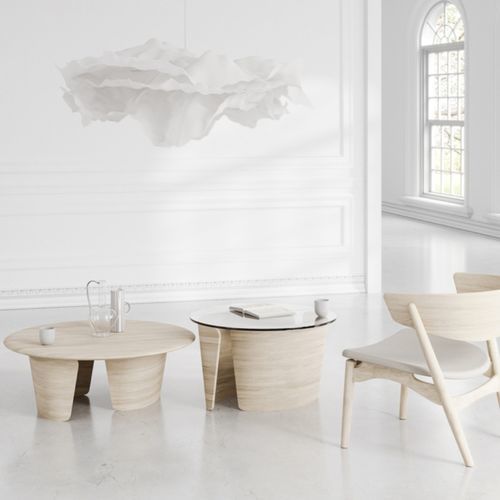 Table basse contemporaine - SIBAST No 7 - sibast furniture - en verre / en placage de bois / avec piètement en chêne