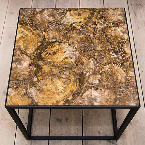 Table d'appoint contemporaine - 160 - Unik - en bois fossilisé / carrée / sur mesure