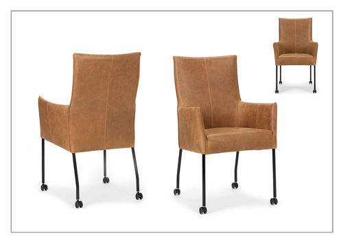 Fauteuil contemporain - AUCKLAND - Unik - en cuir / en tissu / à roulettes