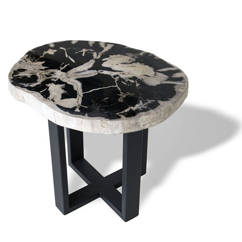 Table d'appoint contemporaine - 519 - Unik - en bois fossilisé / ronde / ovale