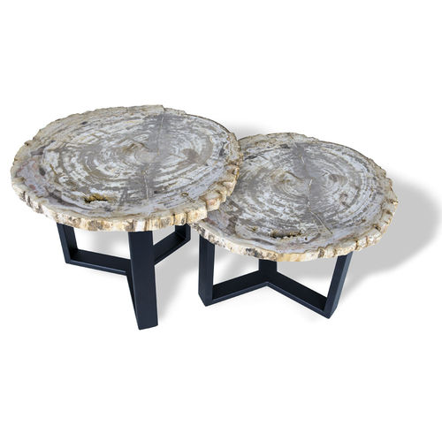 Table d'appoint contemporaine - 334 - Unik - en bois fossilisé / ronde / ovale