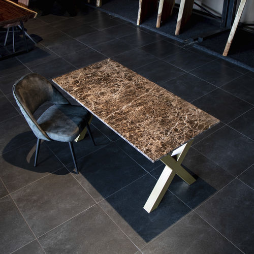 Table à manger design original - Unik - en marbre / avec piètement en métal / rectangulaire