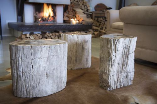 Table d'appoint contemporaine - Unik - en bois fossilisé / carrée / pour hôtel