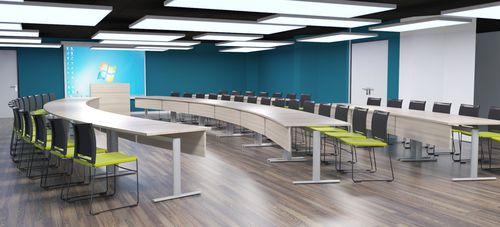 Plafonnier contemporain - PLAFOLED-ULTRASOUND - Espace Cloison - rond / linéaire / en aluminium