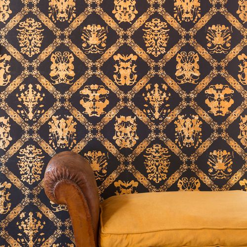 Papier peint classique - RORSCHACH - FLAVOR PAPER - en polyester / damas / doré