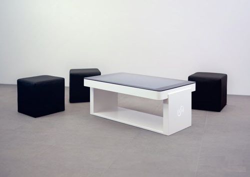 Table de travail contemporaine - MULTITOUCH - WAVEinside - en verre / en béton / avec piètement en métal