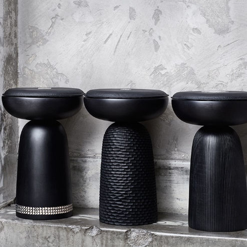 Tabouret contemporain - NERA - Zanat - en bois massif / en frêne / en noyer