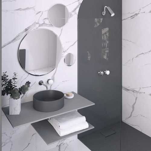 Plan vasque en résine - Modern - QUARE DESIGN - sur mesure / à usage professionnel / avec porte-serviettes intégré