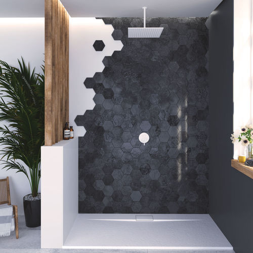 Receveur de douche rectangulaire - Radiance Lateral - QUARE DESIGN - à encastrer / en résine / antidérapant