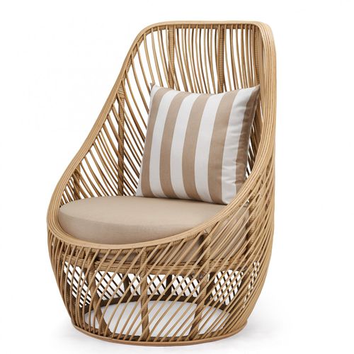 Fauteuil contemporain - TULIP : J11CH-0005 - Corner 43 Decor - en rotin / en aluminium / avec dossier haut