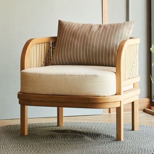 Fauteuil contemporain - BUND - Corner 43 Decor - en tissu / en bois / avec coussin amovible