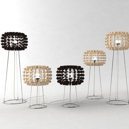 Lampe sur pied - MALAI : J15LM-004 - Corner 43 Decor - en acier inoxydable / en rotin / contemporaine