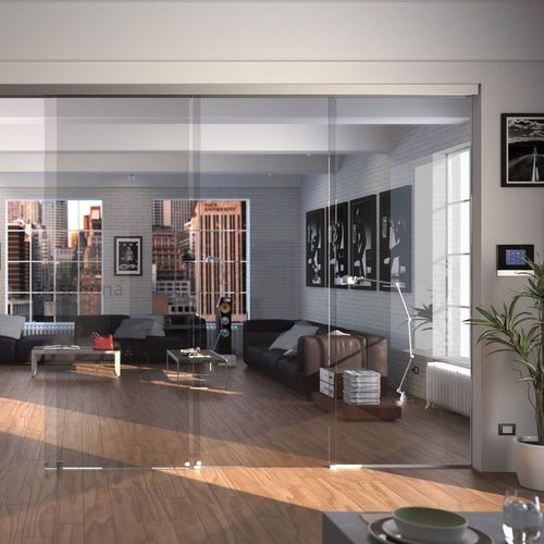 Système coulissant pour porte - ALUMINIUM - Logli Massimo Spa - pour porte en verre