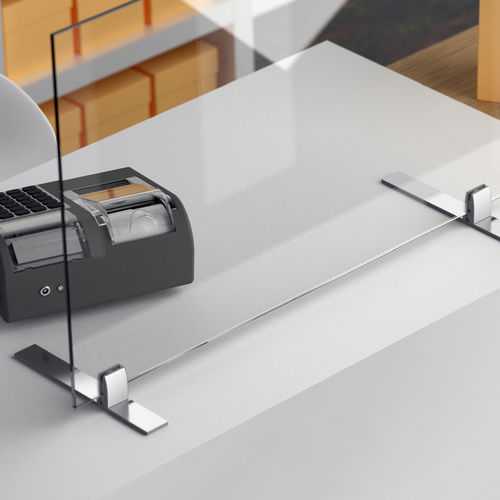 Séparateur de bureau sur bureau - CRISTAL EASY - Logli Massimo Spa - auto-portant / en verre / en acier