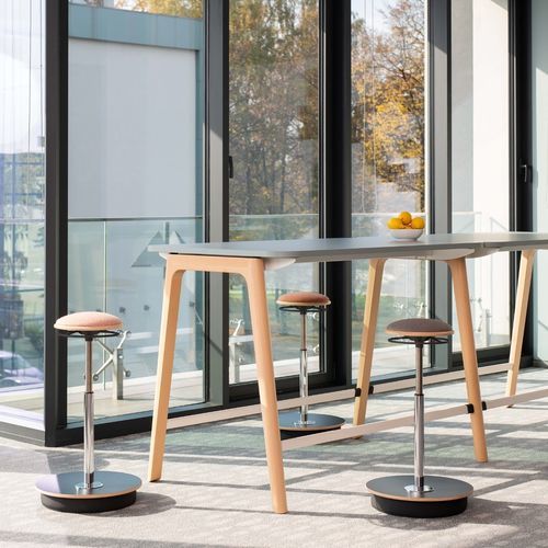 Tabouret de bar contemporain - BELISE - Nowy Styl - en bois / en tissu / avec piètement en métal