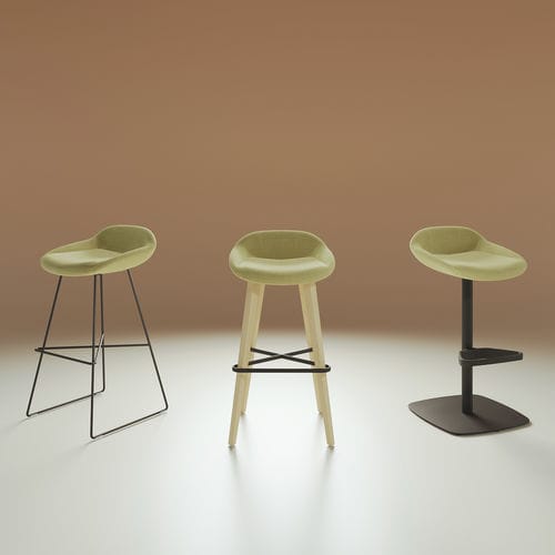 Tabouret de bar contemporain - LUPINO - Nowy Styl - en cuir / en tissu / avec piètement en bois