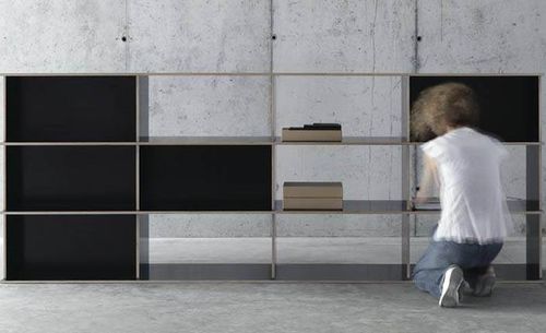Bibliothèque modulable - J.M.B/4.3.2 - Fioroni Design - basse / contemporaine / pour bureau