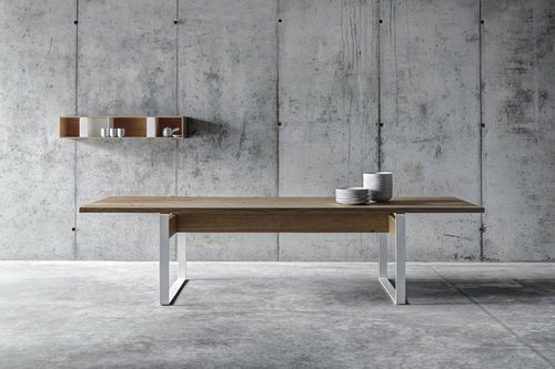 Table contemporaine - LA PUNT - Fioroni Design - en noyer / en châtaignier / en acier