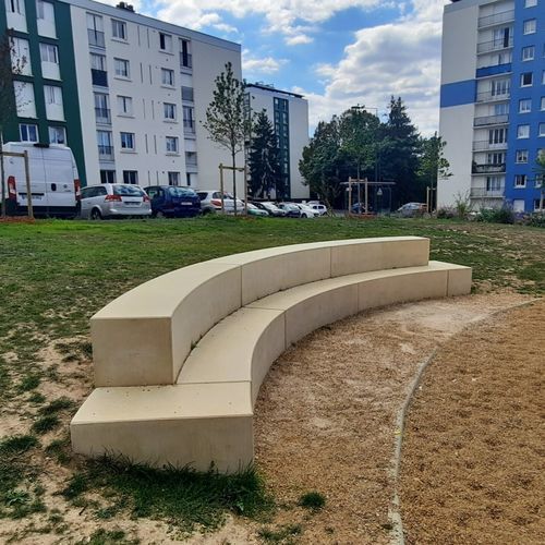 Banc contemporain - BANL1/2/3/4/5/6 - REPLIK - en béton / sans dossier / avec dossier
