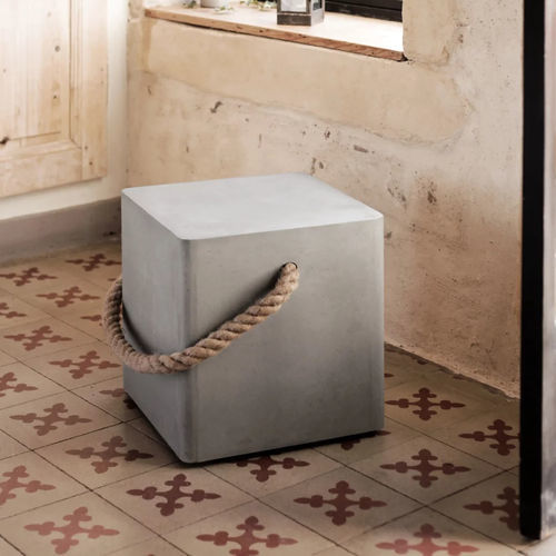 Tabouret contemporain - EDGE : DL-09035WR  - Lyon Béton - en béton / en corde / à roulettes