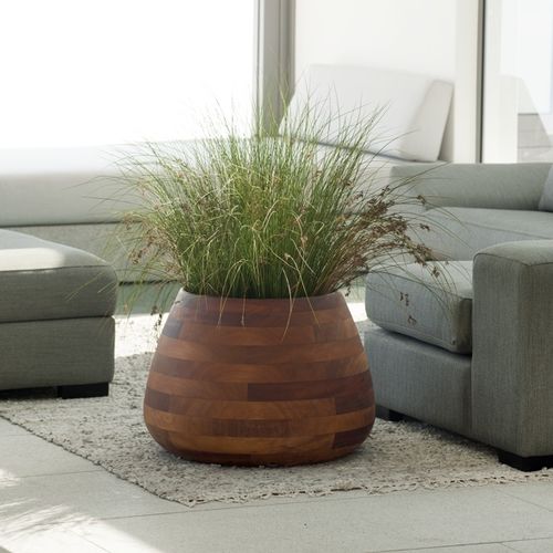 Jardinière en iroko - TUBER - Indigenus - ronde / contemporaine / d'intérieur