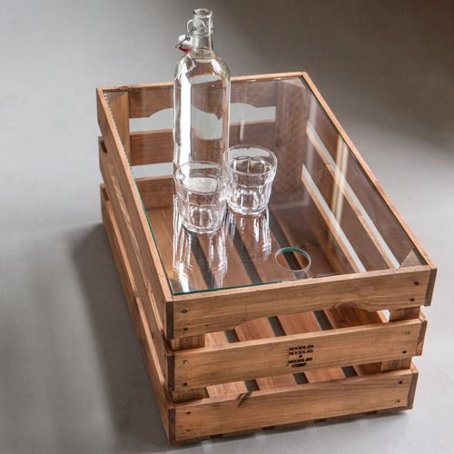 Table basse contemporaine - HOLZKISTEN  - NOODLES NOODLES & NOODLES CORP. - en bois / en verre / rectangulaire