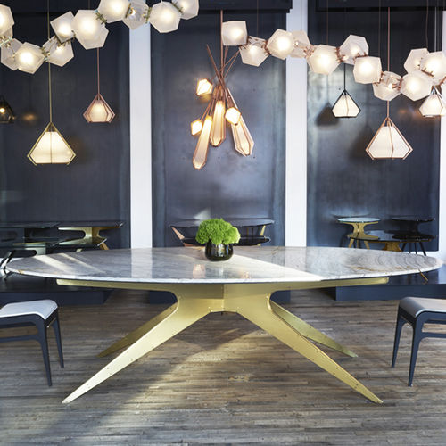 Table à manger contemporaine - DEAN - Gabriel Scott - en acier / en marbre / ovale