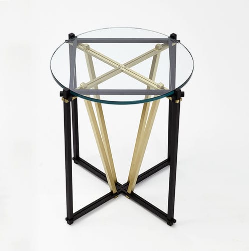 Table d'appoint contemporaine - TENSEGRITY - Gabriel Scott - en verre trempé / en acier / ronde