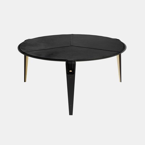 Table basse contemporaine - BARDOT  - Gabriel Scott - en cuir / avec piètement en métal / ronde