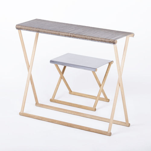Console contemporaine - TRESTLE - MINGARDO - en laiton / en cuivre / avec piètement en chêne