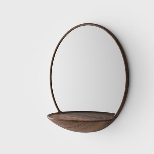 Miroir mural - KALOTA - MITJA - contemporain / ovale / en bois massif