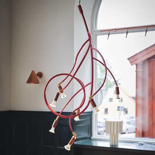 Lustre design original - Ranka - ORSJO - en fil de métal / 5 ampoules / 7 ampoules