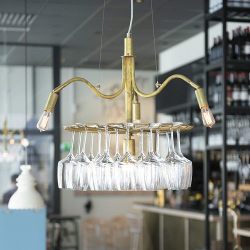 Lustre design original - Karamell  - ORSJO - en laiton / en verre / 4 ampoules