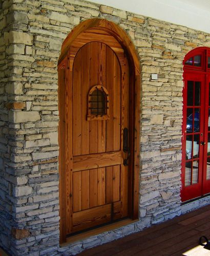 Porte d'entrée - KELLY 504 - AppWood - en bois / battante / semi-vitrée