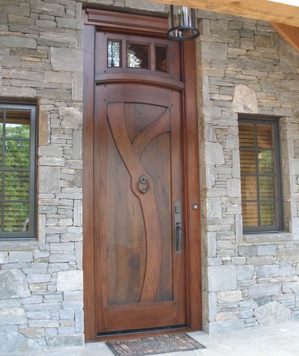 Porte d'entrée - SMITH 511 - AppWood - en bois / battante / semi-vitrée