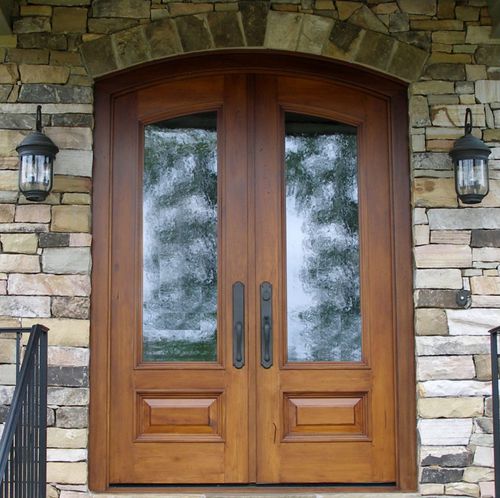 Porte d'entrée - MACKO MAIN 525 - AppWood - en bois / battante / semi-vitrée