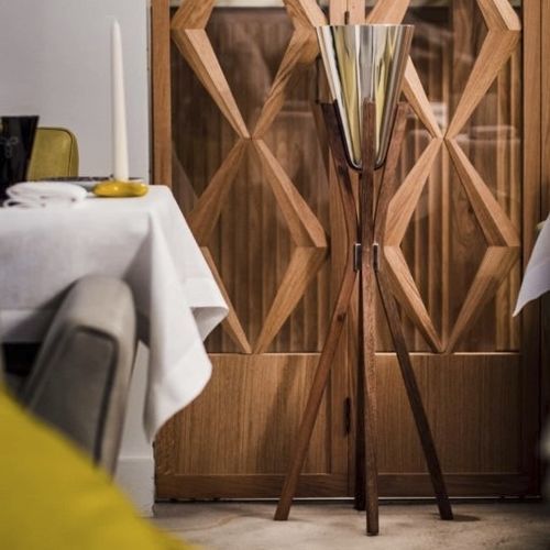 Seau à champagne en étain - SÖ HIGH - OA 1710 - en aluminium / en bois massif / professionnel