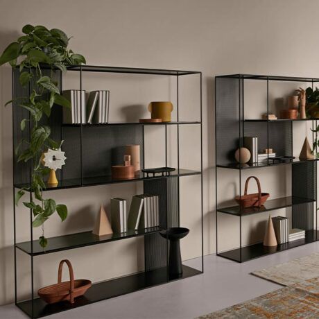 Bibliothèque contemporaine - Sarabi - MEME DESIGN - pour bureau / en verre / en acier à revêtement par poudre