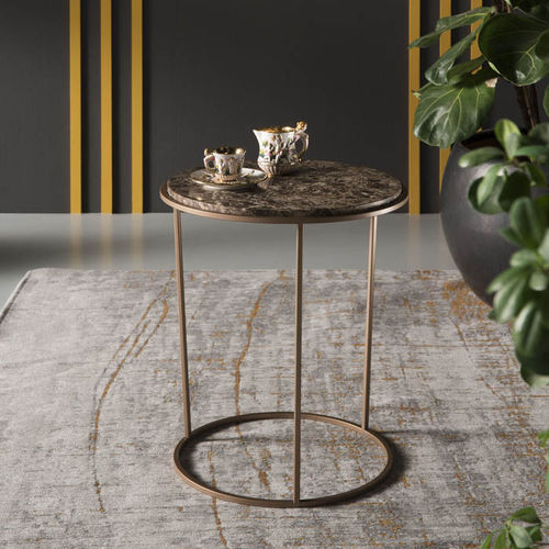 Table d'appoint contemporaine - Costance Privé - MEME DESIGN - en marbre / avec piètement en acier / ronde
