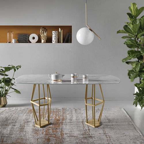 Table contemporaine - Tolomeo - MEME DESIGN - en marbre / avec piètement en acier / rectangulaire