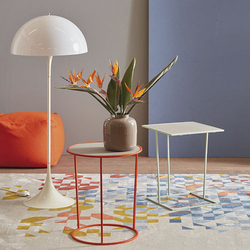 Table d'appoint contemporaine - Costance Rotondo - MEME DESIGN - en cuir / en mélaminé / avec piètement en acier