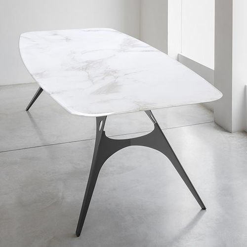 Table contemporaine - EIFFEL - pezzani home collection - en verre / en marbre / avec piètement en tôle d'acier