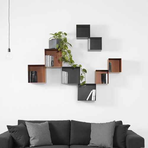 Bibliothèque modulable - TWIN - pezzani home collection - murale / contemporaine / en acier