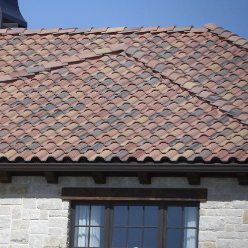 Tuile à emboitement - MEDITERRANEAN : CAT'S EYE - Crown Roof Tiles - en béton / rouge