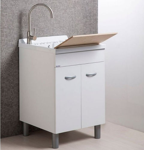 Lavabo lave-linge sur pied - UNIKA-ABS-60-TAVOLA - LMC srl - en placage de bois